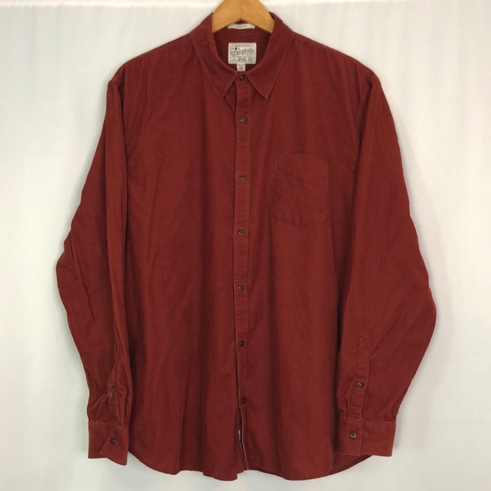 Lucky Brand Shirt Mens  Long Sleeve Rust Button Up Lightweight Pocket Size XXL